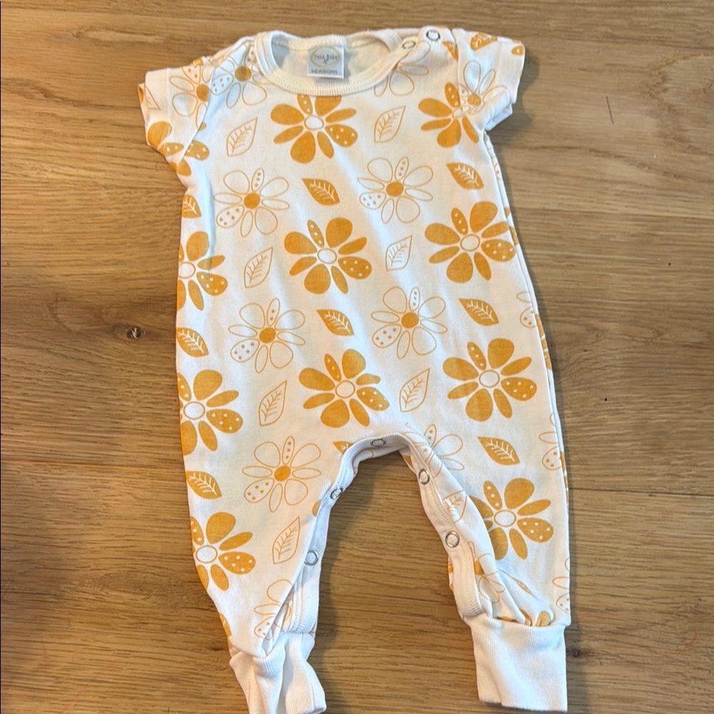 Orange and White Floral Bodysuit One Piece